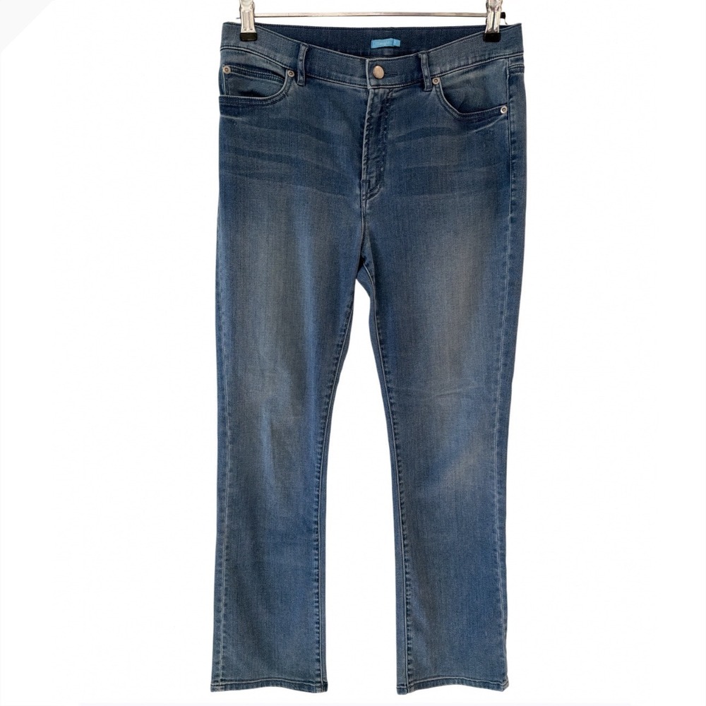 J.McLaughlin Lexi Straight Leg Jeans Womens 8 Medium Wash Blue Stretch Denim